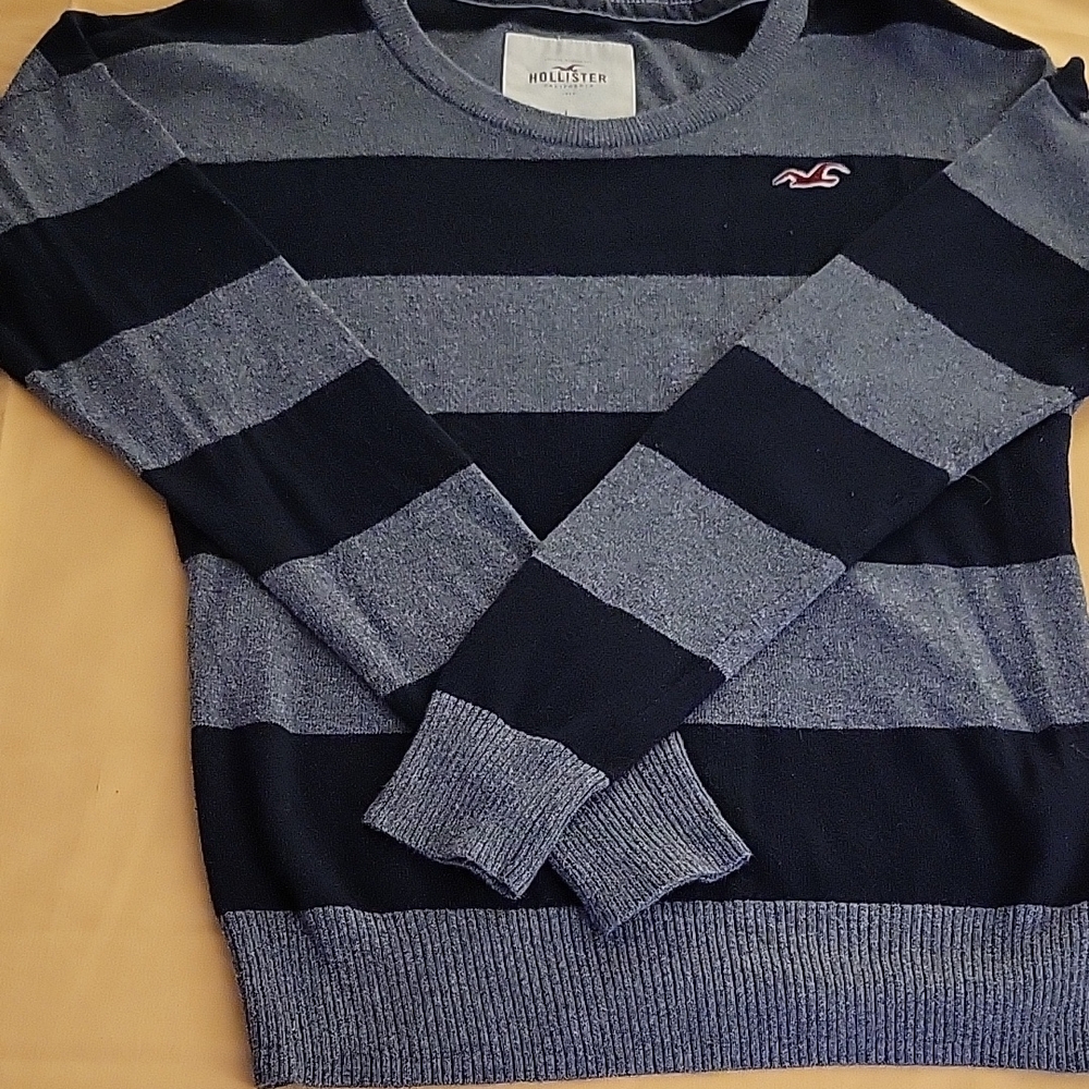 Hollister Striped Sweater in Black and Gray